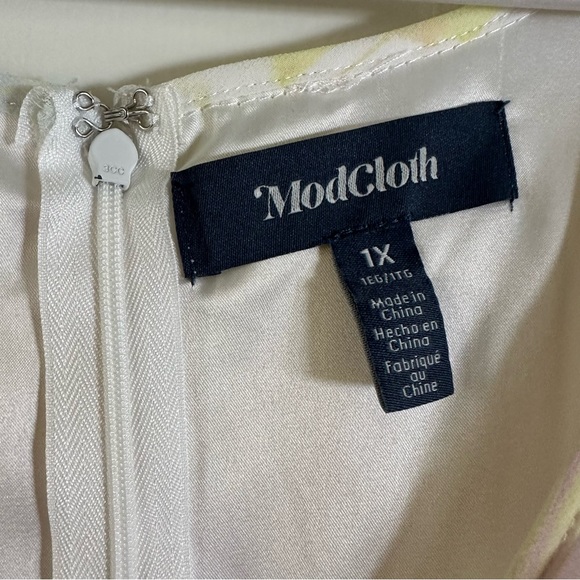 NWT ModCloth Flowy Floral Midi Dress in Pastel Yellow, Pink with Tie Waist - Picture 13 of 16